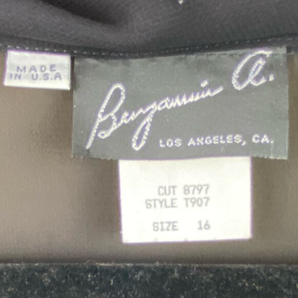 Vintage Benjamin A. Sheer Button Front Duster Size 16 Black Maxi New With Tags - Picture 6 of 7